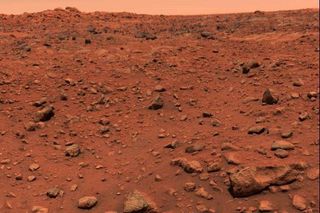 Viking 1 lander's first image from the surface of Mars